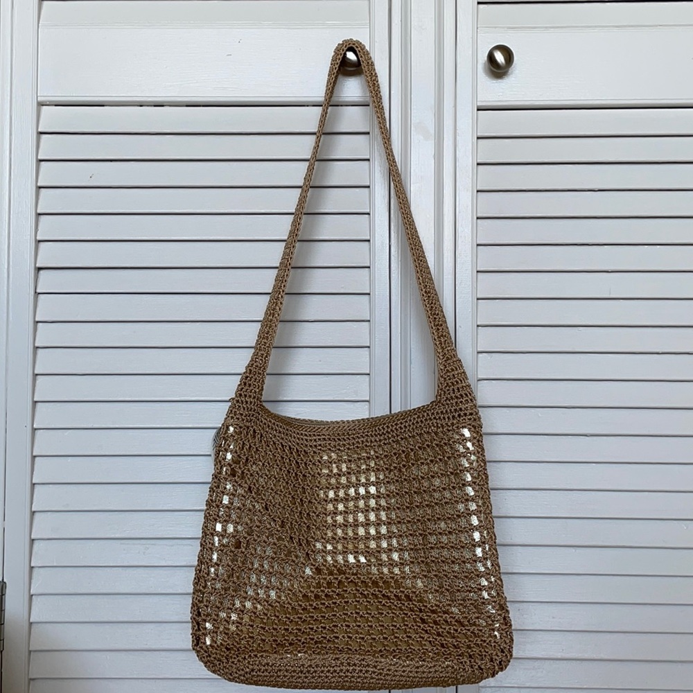 The SAK Amberly Crochet Medium Hobo BambooBronze